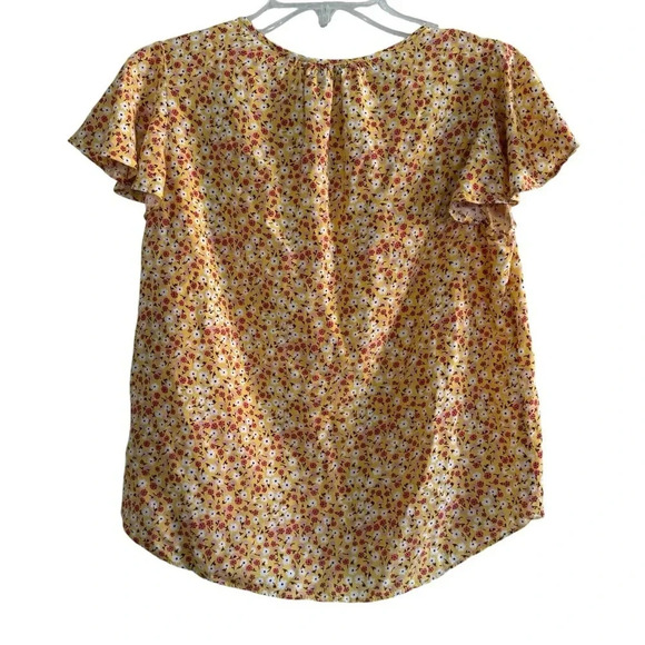 Draper James Yellow Floral Top Tee Blouse Short Sleeve Butterfly Sleeve S - Picture 5 of 9